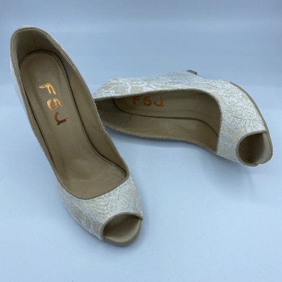 Women's Open Toe Platform Heel Lace Wedges Sandals - Picture 5 of 12